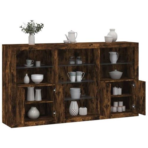 Non Communiqué Marron Vidaxl Buffet Avec Lumières Led, Armoire Avec Porte, Meuble De Rangement, Organisateur De Salon Entrée Salle De Séjour, 3209181