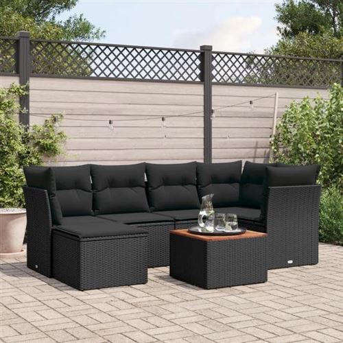 Non Communiqué Noir Salon De Jardin Modulable Vidaxl 7 Pieces Resine Tressee 62.0 X 62 X 69 Cm 6 Personnes