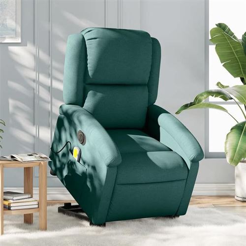 Non Communiqué Vert Vidaxl Fauteuil De Relaxation, Massage, Inclinable Électrique Réglable Tissu Foncé