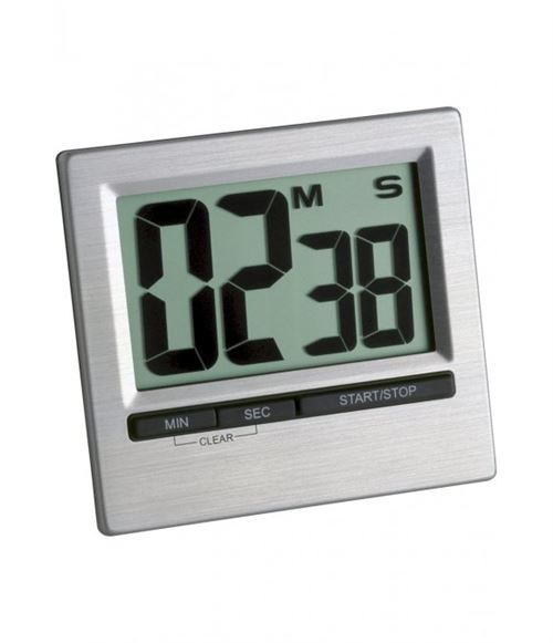 TFA - Minuteur et chronomètre digital avec façade en aluminium 38.2013 - argent noir