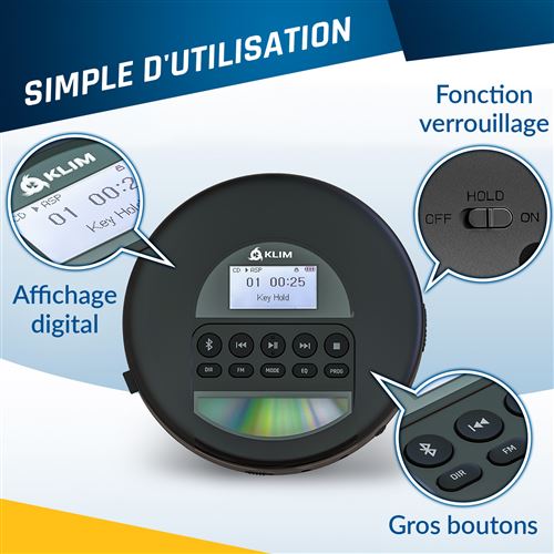 Lecteur CD portable Utilisation compatible à la maison ou dans la voiture  Driveless-d