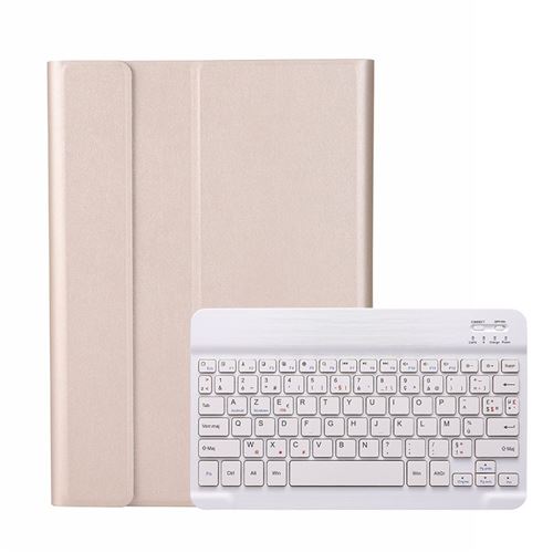 Étui HSMY avec Clavier Français AZERTY Bluetooth pour Samsung Galaxy Tab A 10.5 T590 T595 - Or&Blanc