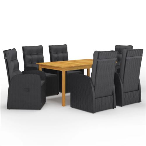 Non Communiqué Noir Ensemble À Manger De Jardin 7 Pcs