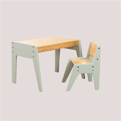 SKLUM Ensemble avec une table et une chaise en bois Blaby Kids Céladon