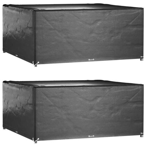 Vidaxl Noir Housses De Salon De Jardin 2 Pcs 16 Oillets 205X205x90 Cm Carré 3155350 - Image 2
