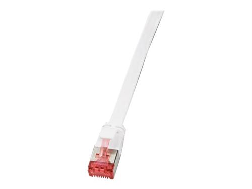 LogiLink SlimLine - Cordon de raccordement - RJ-45 (M) pour RJ-45 (M) - 1 m - U/FTP PiMF - CAT 6 - moulé sans crochet plat - blanc