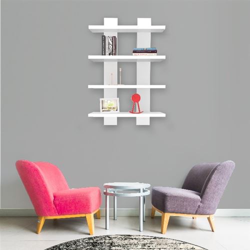 HOMEMANIA Étagère Nergis - Blanc - 50 x 17 x 80cm