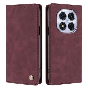 Étui FOXDOCK à rabat pour Xiaomi Redmi Note 14 Pro Plus 5G, pliable et magnétique, avec support, protection antichoc et RFID, et emplacements pour cartes. Compatible avec Xiaomi Redmi Note 14 Pro Plus 5G-Bordeaux - 1