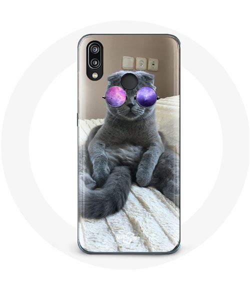 Coque pour Huawei P20 Lite Chat avec Lunettes de vue violettes Maniacase