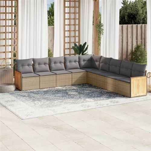 Non Communiqué Beige Salon De Jardin Modulable Vidaxl Resine Tressee 9 Pieces X 59 X 69 9 Personnes
