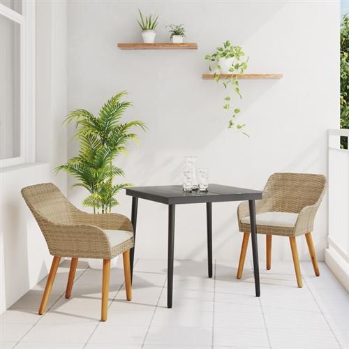 vidaXL - Ensemble de repas de jardin 3 pièces - Beige - Image 2