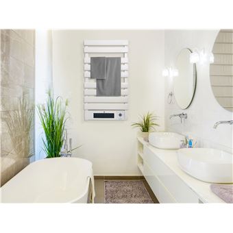 Porte-serviettes électrique 1500W en aluminium blanc avec display LED  PURLINE NTW-25 Blanc - Chauffage - Achat & prix