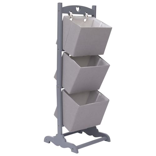 vidaXL Support à panier 3 niveaux Gris foncé 35x35x102 cm Bois