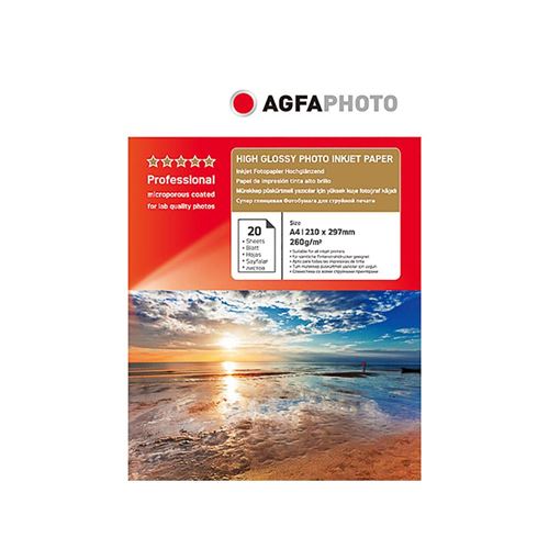 Papier photo A4 AgfaPhoto finition Brillant 260g Jet d'encre - AP26020A4