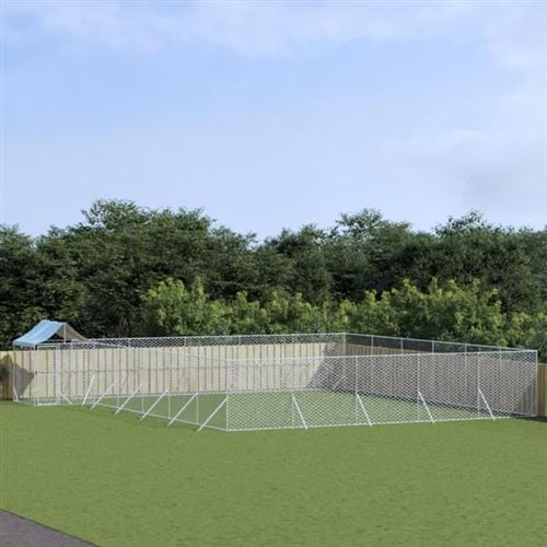 Comparer les prix de vidaXL Chenil d'extérieur pour chiens avec toit argenté 12x12x2,5 m