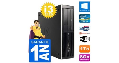Pc hp compaq 6200 pro sff intel i3-2120 ram 8go disque dur 1to windows 10 wifi