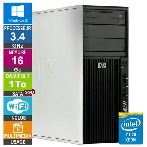 HP Z400 W3565 3.46Ghz 16Go/1To SSD Quadro 600 WiFi W10