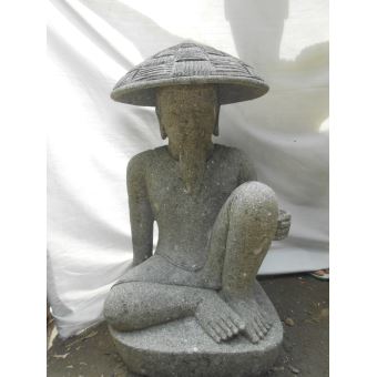 Wallpaper Statue Pecheur Japonais En Pierre Volcanique 80 Cm Decoration D For iPhone