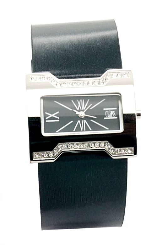 CLIPS Montre -553-1004-44 en Cuir Noir