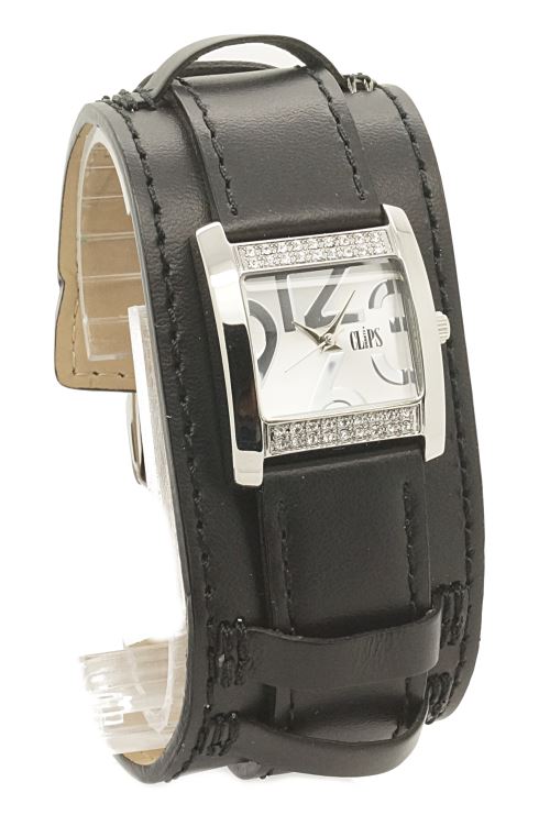 CLIPS Montre -553-1007-84 en Cuir Noir