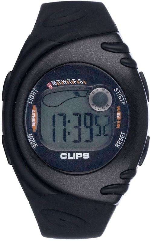 CLIPS Montre -539-1002-44 en Caoutchouc Noir