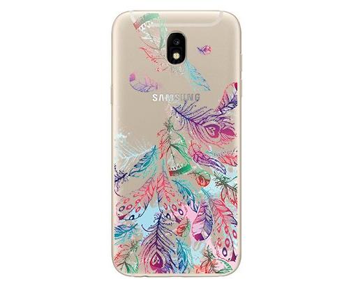 Coque Samsung J3 2017 souple transparente et résistante anti choc ( Plumes colorées 2 )