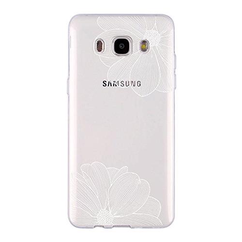 Coque Samsung J7 2016 souple transparente et résistante anti choc (Fleurs blanches )