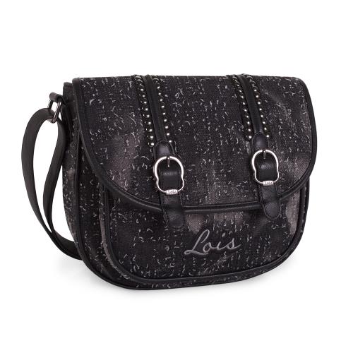LOIS Sac  pour femme avec bandouli&egrave;re en Jean Used Noir 