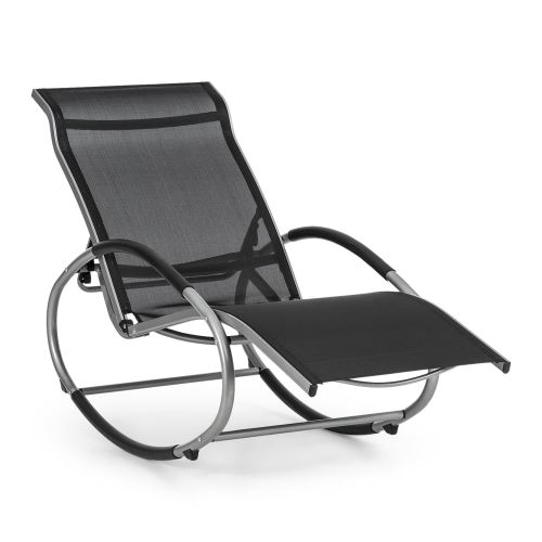 Blumfeldt Santorini Fauteuil de jardin à bascule - Dossier réglable - Aluminium & polyester - Noir