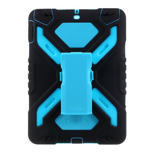 Coque en sillicone pepkoo série spider silicone heavy duty comprimé avec béquille bleu / noir pour votre Apple iPad 9.7 (2017)