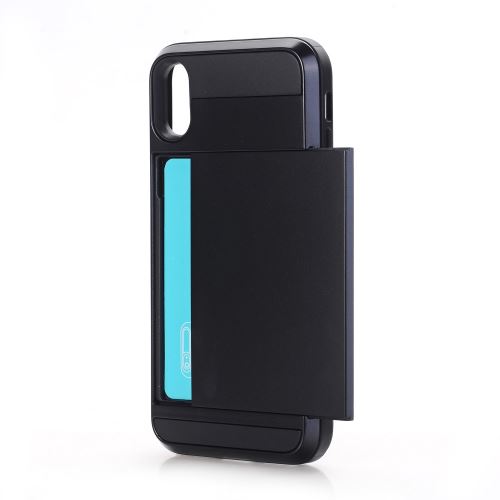 Coque en TPU portecarte coulissante apple hybride noir pour votre Apple iPhone 8