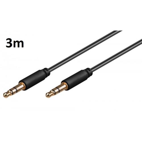 Cable 3m pour ZTE AXON MINI Voiture Musique Audio Double Jack Male 3.5 mm NOIR (Cable)
