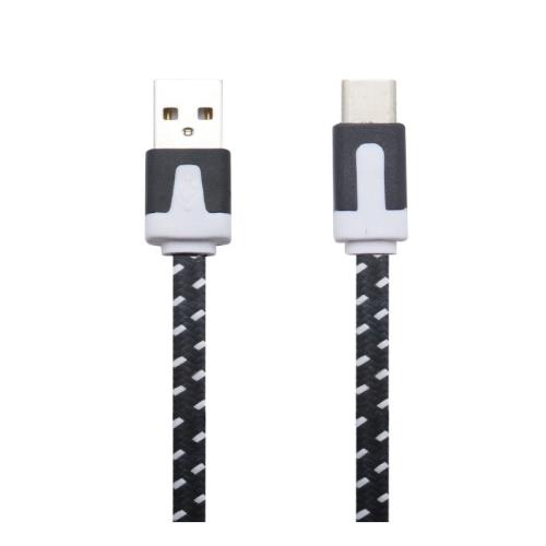 Cable Noodle Type C Pour LeEco Le 1s Chargeur Android USB 1,5m Connecteur Tresse (NOIR)