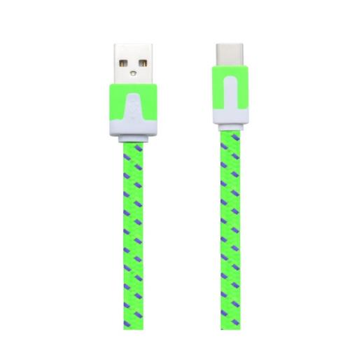 Cable Noodle Type C Pour HTC 10 Chargeur Android USB 1,5m Connecteur Tresse (VERT)