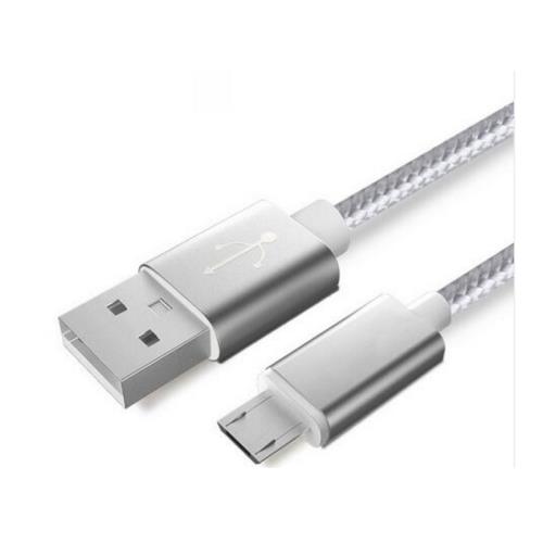 Cable Metal Nylon Pour LENOVO K5 Android Chargeur USB/Micro USB 1,5m Connecteur Tresse (ARGENT)