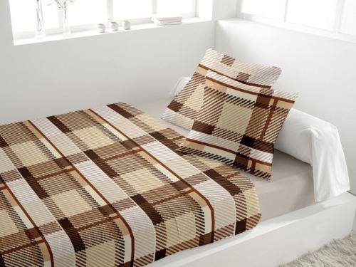 Parure de drap en flanelle MONTAGNE chocolat