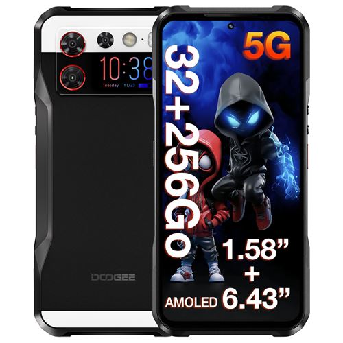 DOOGEE V20S NOIR 6.43” 12Go RAM 256Go ROM 6000mAh Double SIM 5G Robuste SmartPhone Android 13