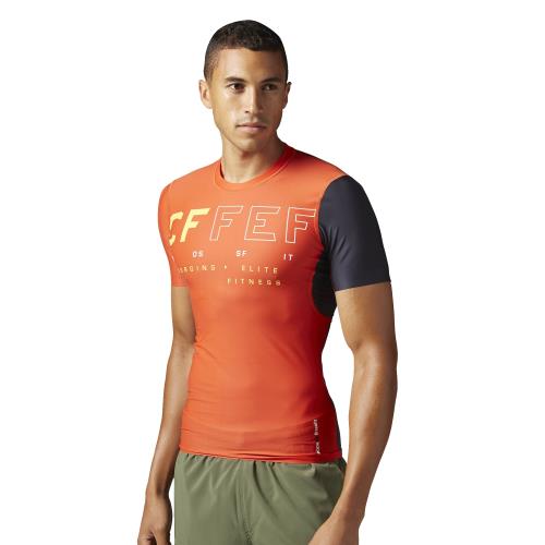 Reebok T-shirt de compression CrossFit rouge orangé Taille M Adulte Homme