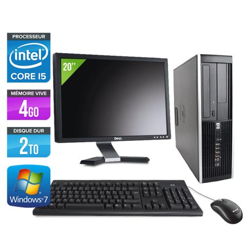 Pc HP Elite 8200 SFF + Ecran 20'' - Noir - Intel Core i5-2400 / 3.10 GHz - RAM 4 Go - 2 To - DVD - Gigabit Ethernet - Windows 7 Professionnel