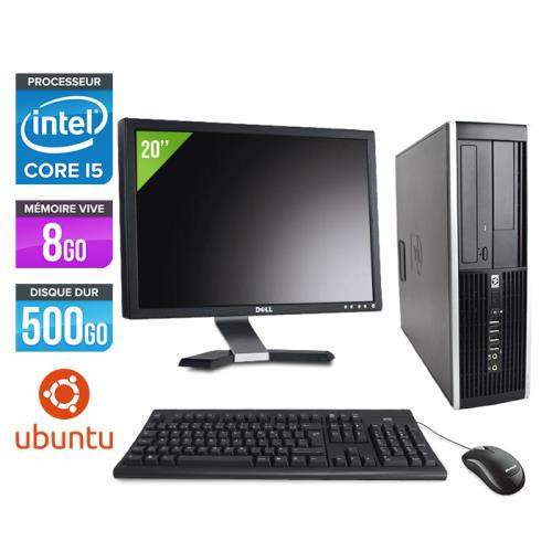 Pc HP Elite 8200 SFF + Ecran 20'' - Noir - Intel Core i5-2400 / 3.10 GHz - RAM 8 Go - HDD 500 Go - DVD - Gigabit Ethernet - Ubuntu / Linux