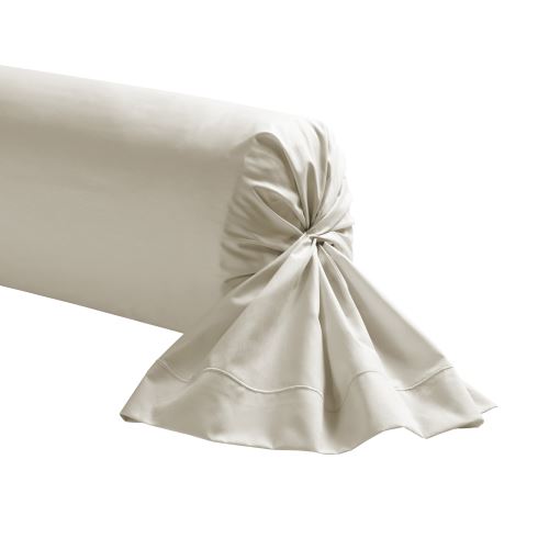 Essix - Taie de traversin Percale de coton uni Sésame - 43 x 190 cm