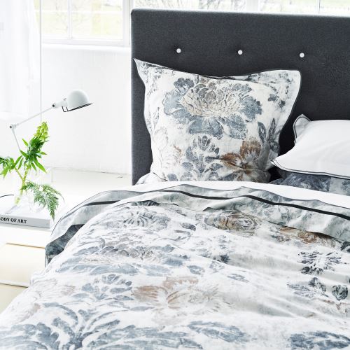 Designers Guild - Taie d'oreiller Satin de coton Damasco Graphite - 50 x 75 cm