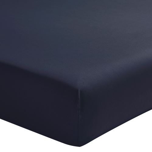 Essix - Percale coton Drap Housse Bleu nuit - 180 x 200 cm