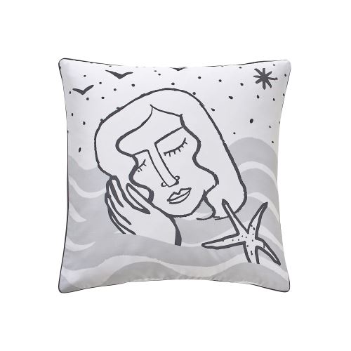 Essix - Taie d'oreiller carrée Roi Meow et Juliette Panna cotta - 65 x 65 cm