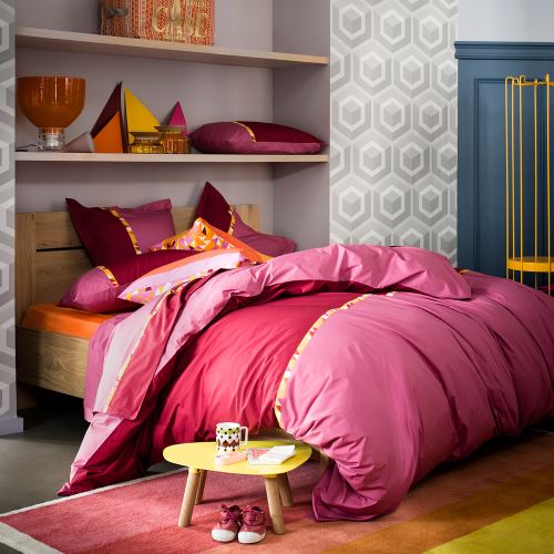 Bensimon x Essix - Taie de traversin Toi&Moi Géo Rose - 43 x 190 cm
