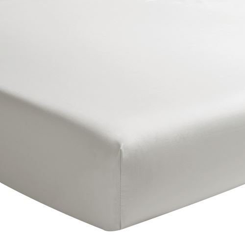 Essix - Percale coton Drap Housse Double Gris perle - 2 x 80 x 200 cm