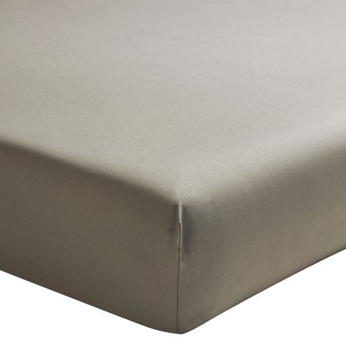 Essix - Percale coton Drap Housse Taupe - 180 x 200 cm