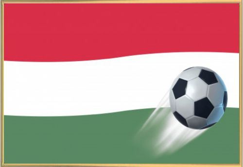 Poster Encadré: Football - Drapeau De L'Hongrie (61x91 cm), Cadre Plastique, Or