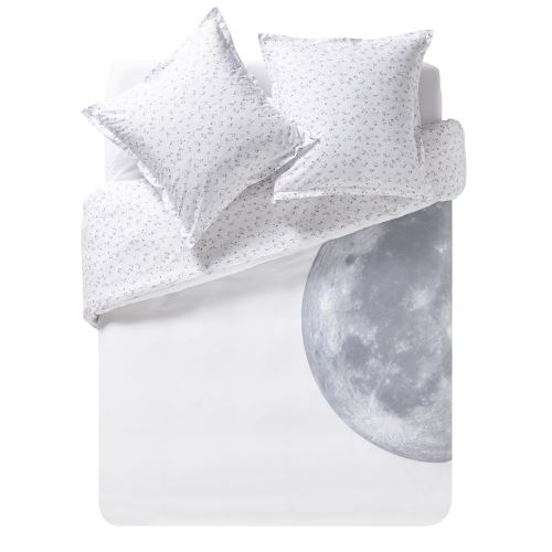 Essix - Housse de couette en Percale de coton Pleine Lune Argent - 140 x 200 cm