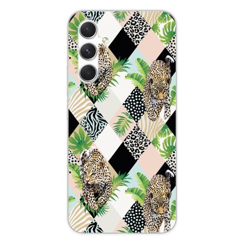 Coque en silicone imprimée compatible Samsung Galaxy A54 5G Léopard losange